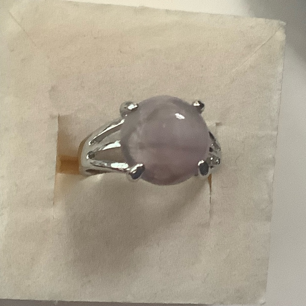 Elegant Side Metal Ussingite Purple Stone Ring